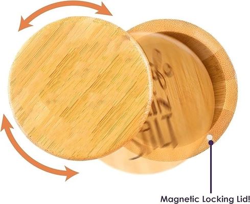 Boîte de stockage de la cave à sel en bambou multifonctionnelle avec couvercle magnétique faite à la main