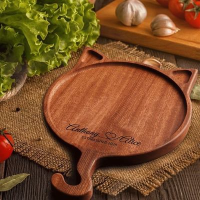 7'8'10' Irrégulière en bois ronde plaque d'affichage de chat artisanale plaque de pizza en bois massif