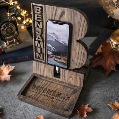 Étagère téléphonique en bois pour cadeaux d'anniversaire personnalisés
