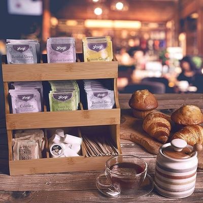 Autre cadeau artisanal 3 niveaux sac de thé en bambou Porteur de stockage 180 sacs en couleur bois de pin