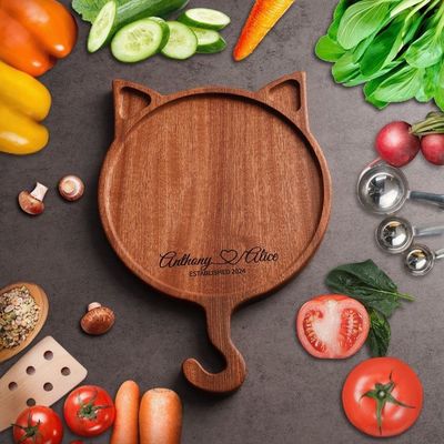 7'8'10' Irrégulière en bois ronde plaque d'affichage de chat artisanale plaque de pizza en bois massif
