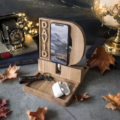 Étagère téléphonique en bois pour cadeaux d'anniversaire personnalisés