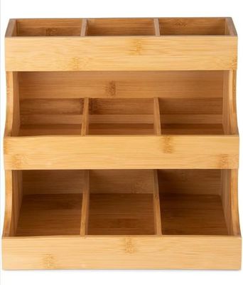 Autre cadeau artisanal 3 niveaux sac de thé en bambou Porteur de stockage 180 sacs en couleur bois de pin