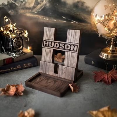 Étagère téléphonique en bois pour cadeaux d'anniversaire personnalisés