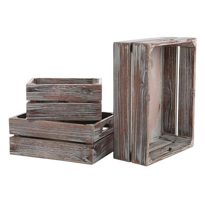 Europe Caractéristique régionale Décoration à domicile Caisses en bois massif de pin non finies 3-pack pour le vin