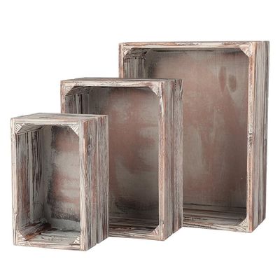 Europe Caractéristique régionale Décoration à domicile Caisses en bois massif de pin non finies 3-pack pour le vin