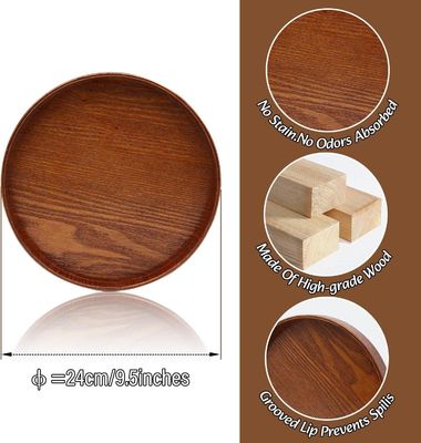 Plateau rond en bois de couleur claire de 9,5 pouces Parfait pour la décoration de la maison ou la table basse