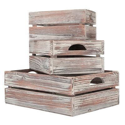 Europe Caractéristique régionale Décoration à domicile Caisses en bois massif de pin non finies 3-pack pour le vin
