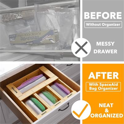 Logo personnalisé TIMBER Organisateur de stockage en bambou pour sacs de taille variée Imprimé sur écran de soie