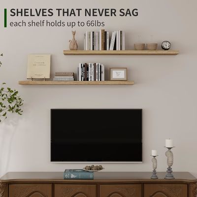 Étagère murale de 48 pouces Ensemble de 2 étagères en bois rustique pour le stockage murale dans l'affichage de salle de bain