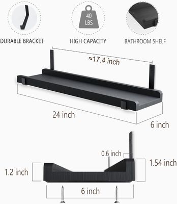 Étagère en bois multifonctionnelle montée sur le mur avec support métallique