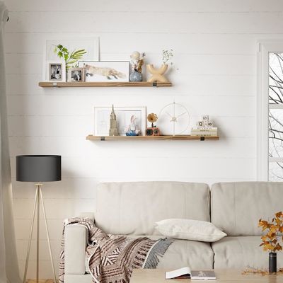 Étagère en bois multifonctionnelle montée sur le mur avec support métallique