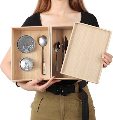 Package cadeau ensemble de 2 10.2X7.3 pouces empilable tiroir en bambou organisateur boîte de rangement stratifiée plateau