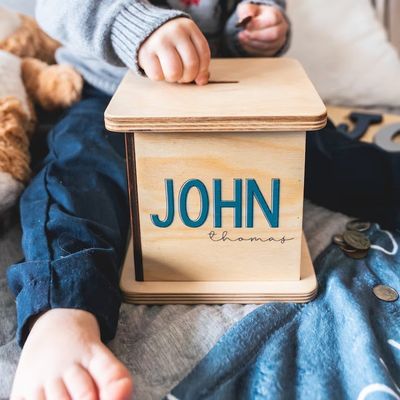 Banque de pièces personnalisée en bois pour enfants OEM ODM Accepté Matériau de bambou écologique