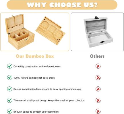 Boîte en bois ordinaire avec plateau amovible et serrure combinée