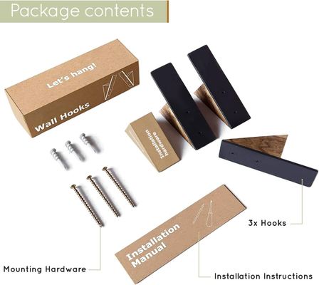 Meubles de salle de séjour Grandes quantités Avantages Noir Noyer en bois Noir Crochets à chapeau en métal