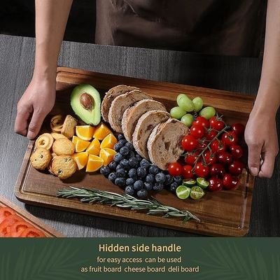 17x12 12x10 12x7 pouces épaisseur planche de coupe de bois Ensemble de 3 avec poignées et rainure de jus