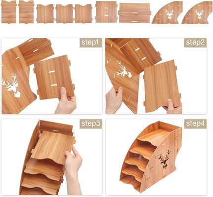 Tableau en bois pour le stockage du papier, rangement de fichiers, plateau à 5 couches, plateau pour le papier en bois massif, facture