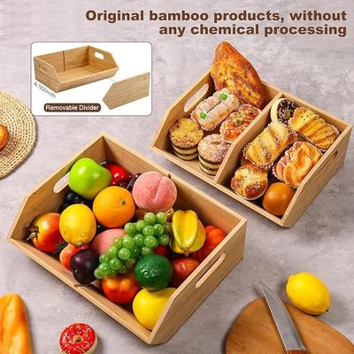 Environnemental 2 Ensemble de bacs de stockage en bambou Organisateurs pour l'organisation du comptoir de cuisine