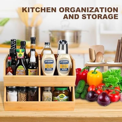 Environnemental 2 Ensemble de bacs de stockage en bambou Organisateurs pour l'organisation du comptoir de cuisine