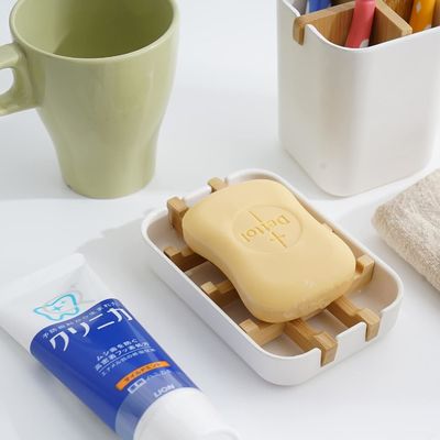 Porteur de savon en bambou blanc auto-sécheur pour la douche et la salle de bain à domicile