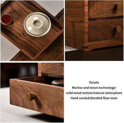 Boîte de rangement de bureau en bois imprimé à écran de soie avec deux couches tiroirs et plus