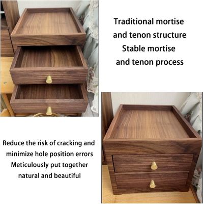 Boîte de rangement de bureau en bois imprimé à écran de soie avec deux couches tiroirs et plus