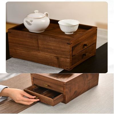 Boîte de rangement de bureau en bois imprimé à écran de soie avec deux couches tiroirs et plus