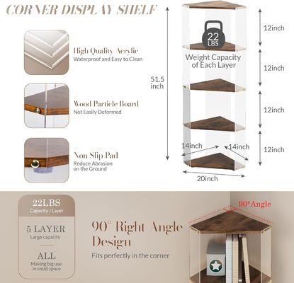 Livraison polyvalente avec des étagères en bois et en acrylique