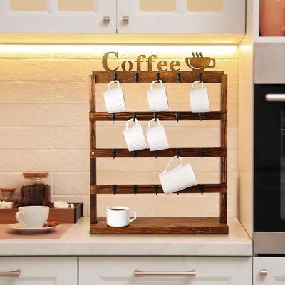Réservoir de tasses de café en bois rustique vintage