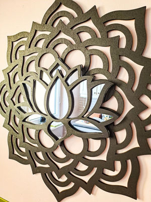 Le miroir du mur de BOHO MANDALA fleur de lotus éruption solaire méditation de yoga décor de mur en bois