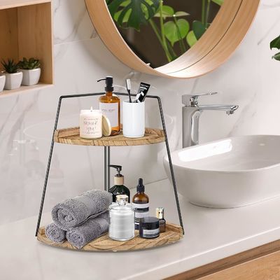 Tableau de rangement de salle de bain en bois