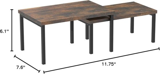 Disponible OEM ODM Ensemble de 2 comptoirs évolutifs en marron rustique pour économiser de l'espace