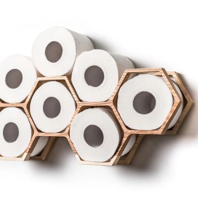 Accueil Meubles en bois monture murale en nid d'abeille Porteur de papier toilette avec rangement de tissus