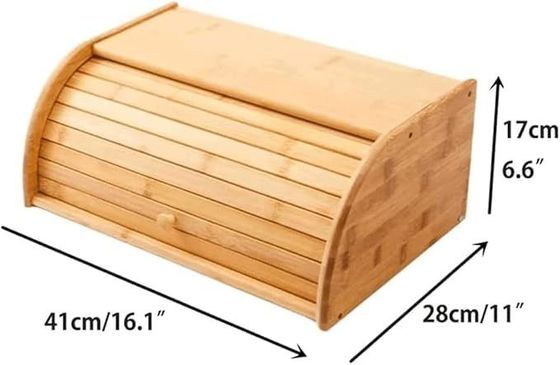 Porte-pain en bois de cuisine en bambou imprimé sur écran à soie avec couvercle à double rouleau