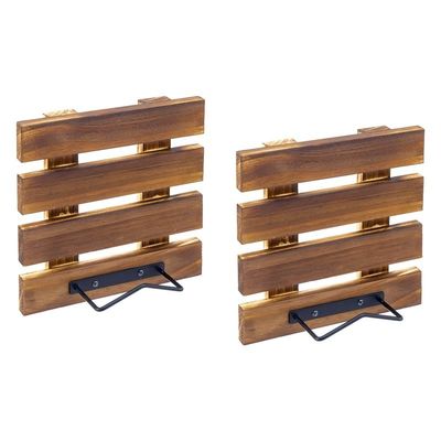 Taille personnalisée bois massif brûlé rustique et métal noir fil mural monté plaque de montage rack