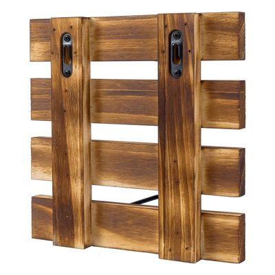 Taille personnalisée bois massif brûlé rustique et métal noir fil mural monté plaque de montage rack