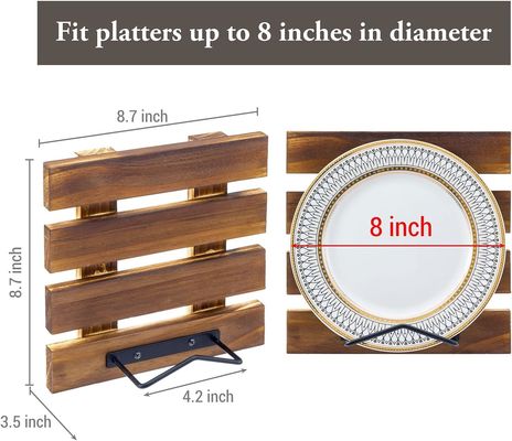 Taille personnalisée bois massif brûlé rustique et métal noir fil mural monté plaque de montage rack