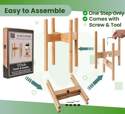 Étagère réglable en bois de bambou Idéal pour les pots et les vases à fleurs de 8 10 et 12 pouces