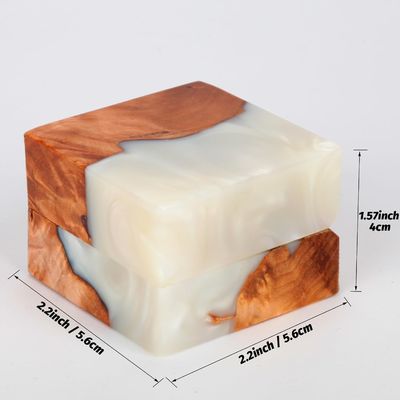 Élégante boîte à anneaux en bois à fente unique pour petit emballage de bijoux anciens faits à la main