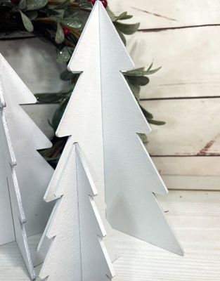 Ensemble de 3 décorations de Noël en bois blanc pour l'hiver
