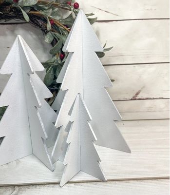 Ensemble de 3 décorations de Noël en bois blanc pour l'hiver