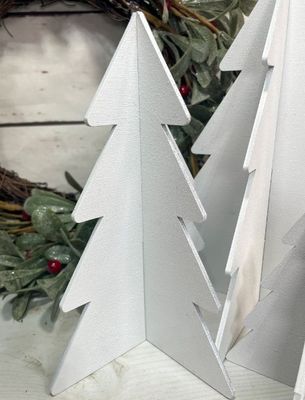 Ensemble de 3 décorations de Noël en bois blanc pour l'hiver