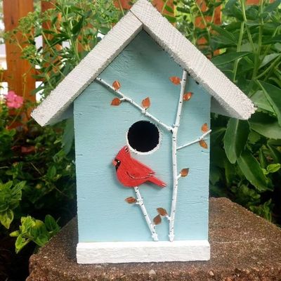 Maison d'oiseaux en bois en bois fait à la main mini boîte en bois suspendue pour jardin de cour