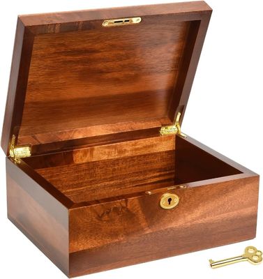 Boîte de rangement en bois d'acacia solide faite à la main avec un couvercle à charnière idéale pour l'emballage de cadeaux