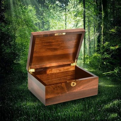 Boîte de rangement en bois d'acacia solide faite à la main avec un couvercle à charnière idéale pour l'emballage de cadeaux