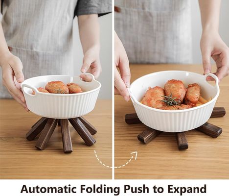 Logo personnalisé Acceptable en bois noir noyer trivet ensemble pour les plats chauds et les pots