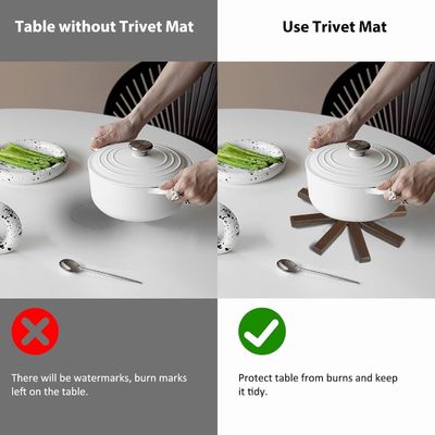 Logo personnalisé Acceptable en bois noir noyer trivet ensemble pour les plats chauds et les pots