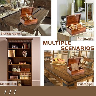 Boîte de rangement en bois d'acacia solide faite à la main avec un couvercle à charnière idéale pour l'emballage de cadeaux