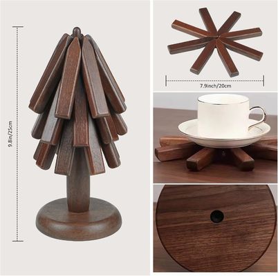 Logo personnalisé Acceptable en bois noir noyer trivet ensemble pour les plats chauds et les pots